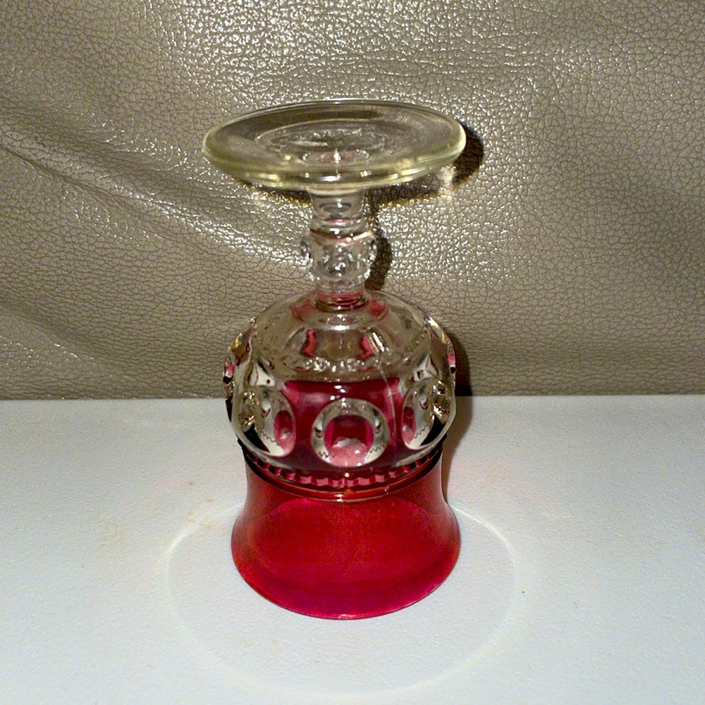 Vintage King’s Crown Red Thumbprint Set of 6 Red Goblets - Picture 6 of 8